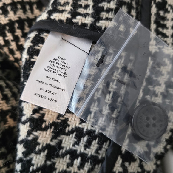 Talbots Stunning  Black White Houndstooth Wool Blend Women's Jacket 16 NWOT - Picture 5 of 6